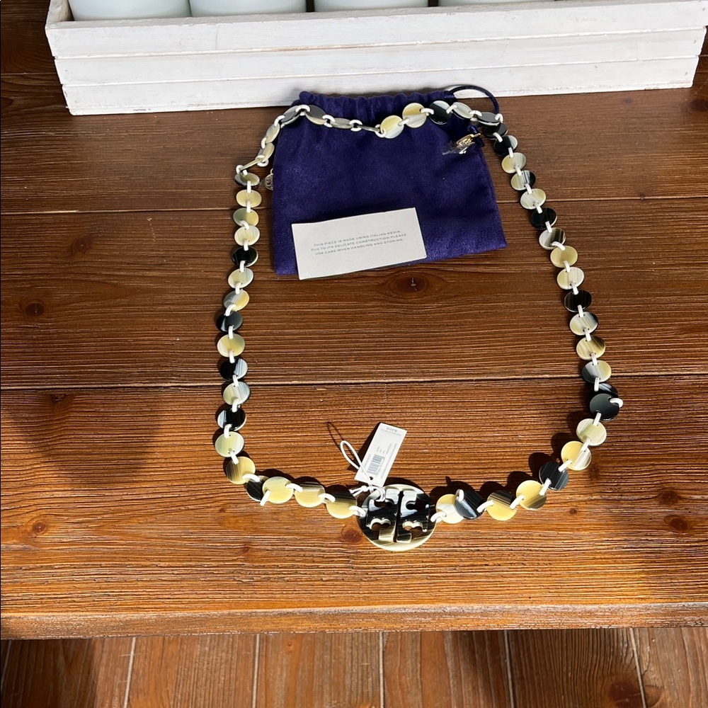 NWT Tory Burch Italian Resin Necklace with jewelry bag